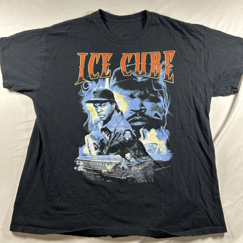 Ice Cube Graphic T-Shirt Mens L Black Hip Hop Rap Lowrider Vintage Style Tee
